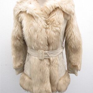 Women's Vintage Fur Belted Coat